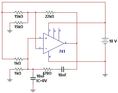 使用IC741的维恩桥式振荡器